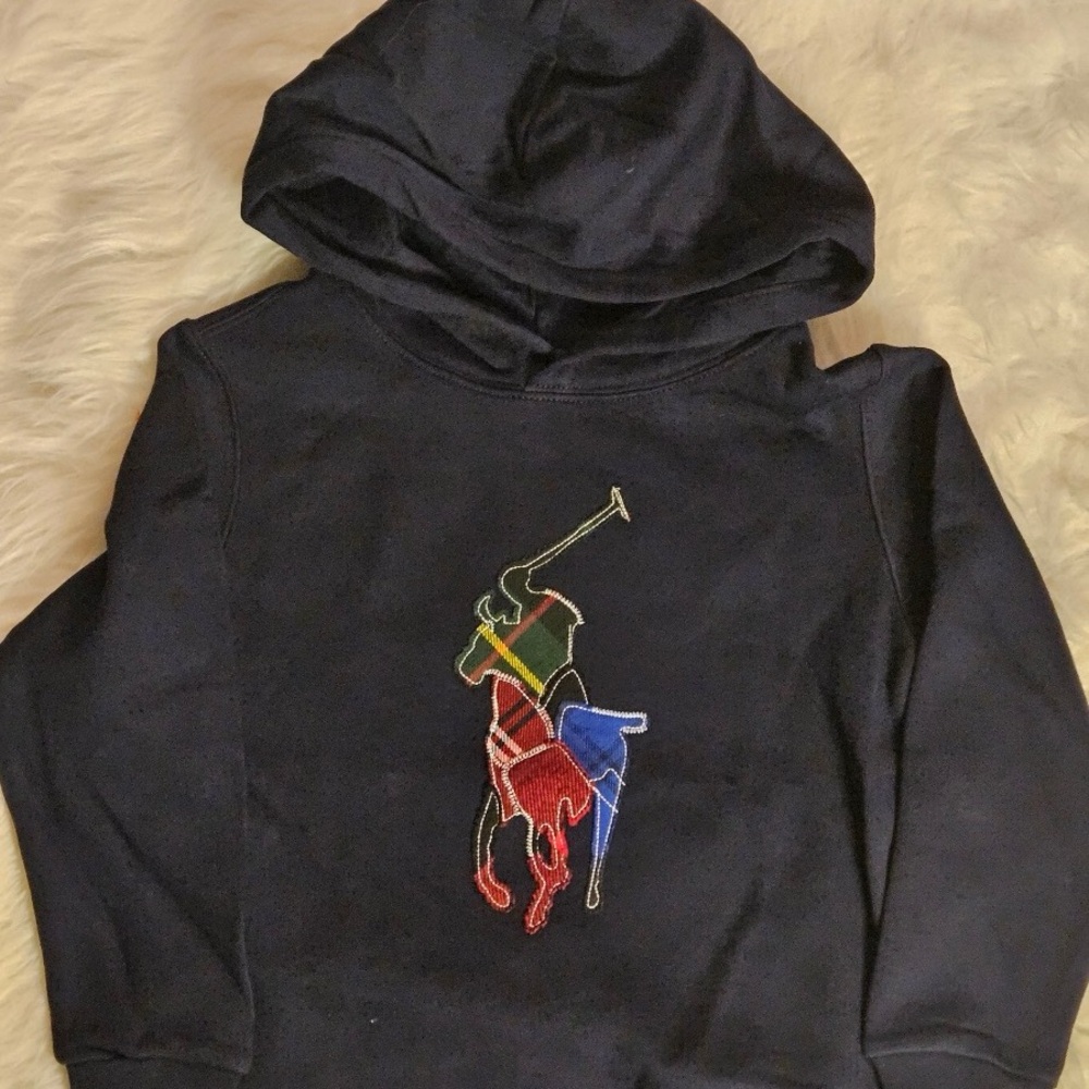 KID’S RALPH LAUREN PLAID BIG PONY FLEECE HOODIE SZ 4,5,